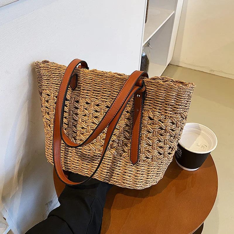 Brigid | Woven Straw Beach Bag