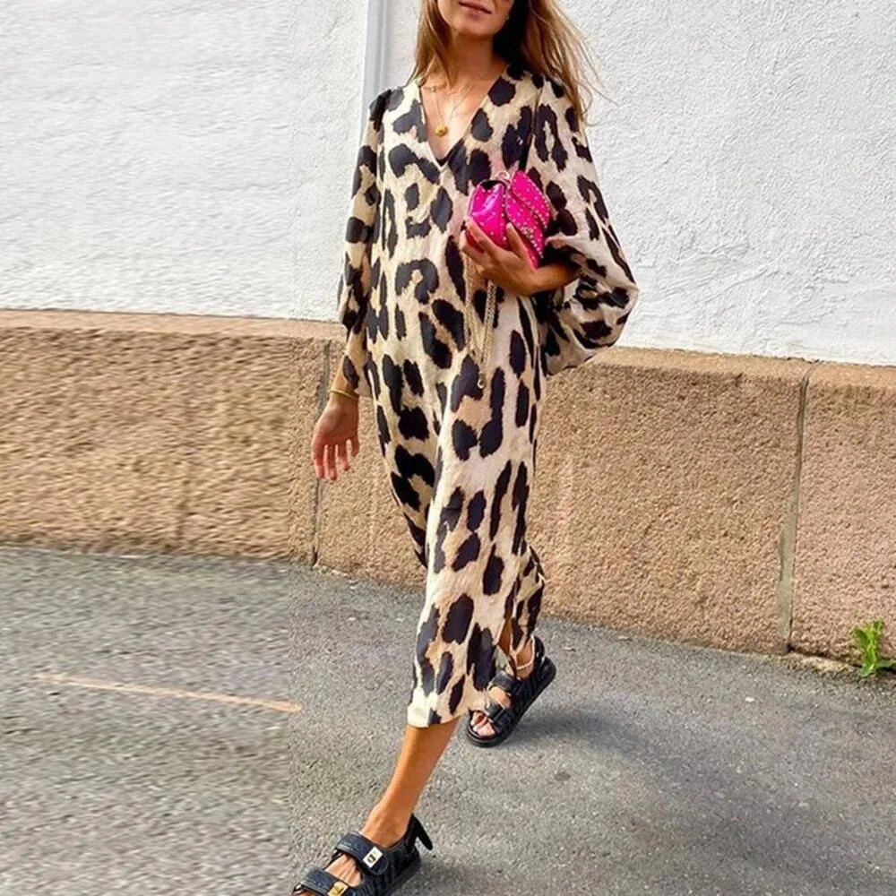 Riley | Leopard Wrap Midi Dress