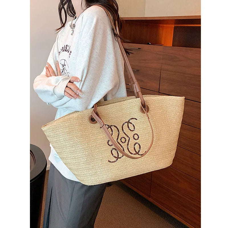 Lakelyn | Boho Beach Bag with Monogram Stitching