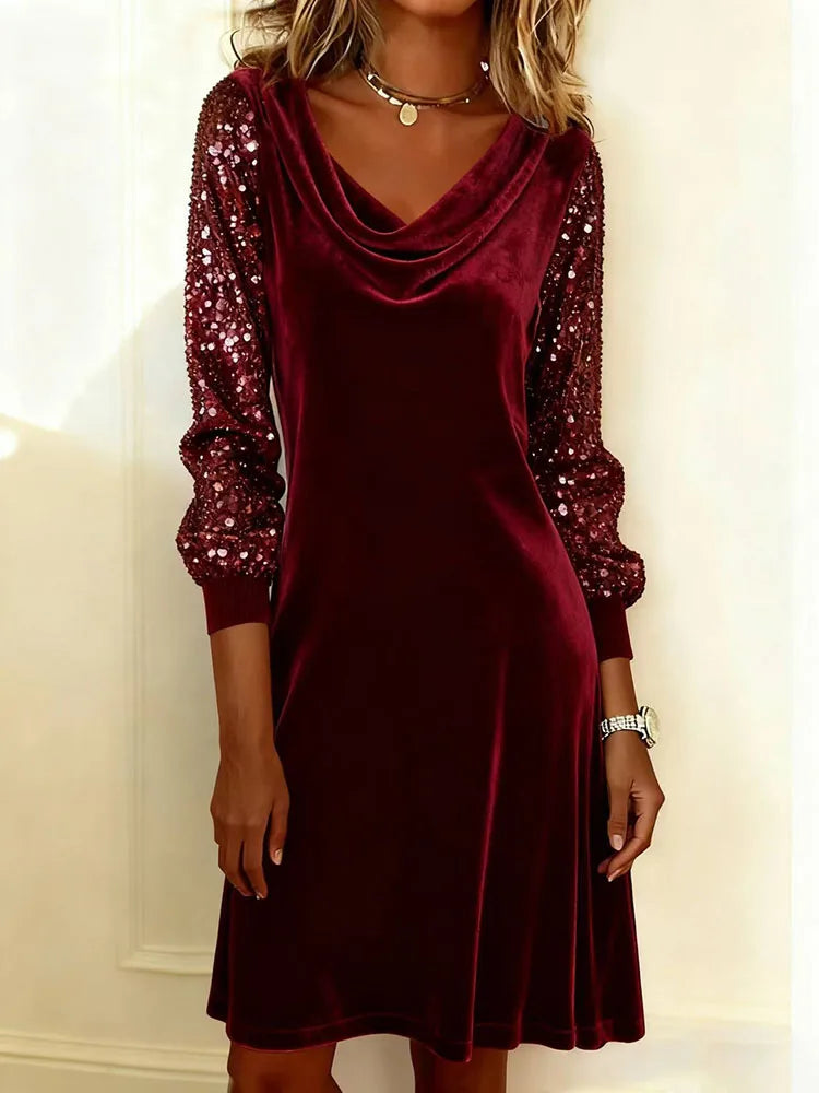 Lucinda | Velvet Sparkle Sleeve Dress 