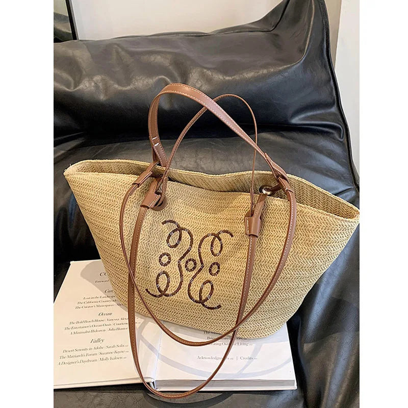 Lakelyn | Boho Beach Bag with Monogram Stitching