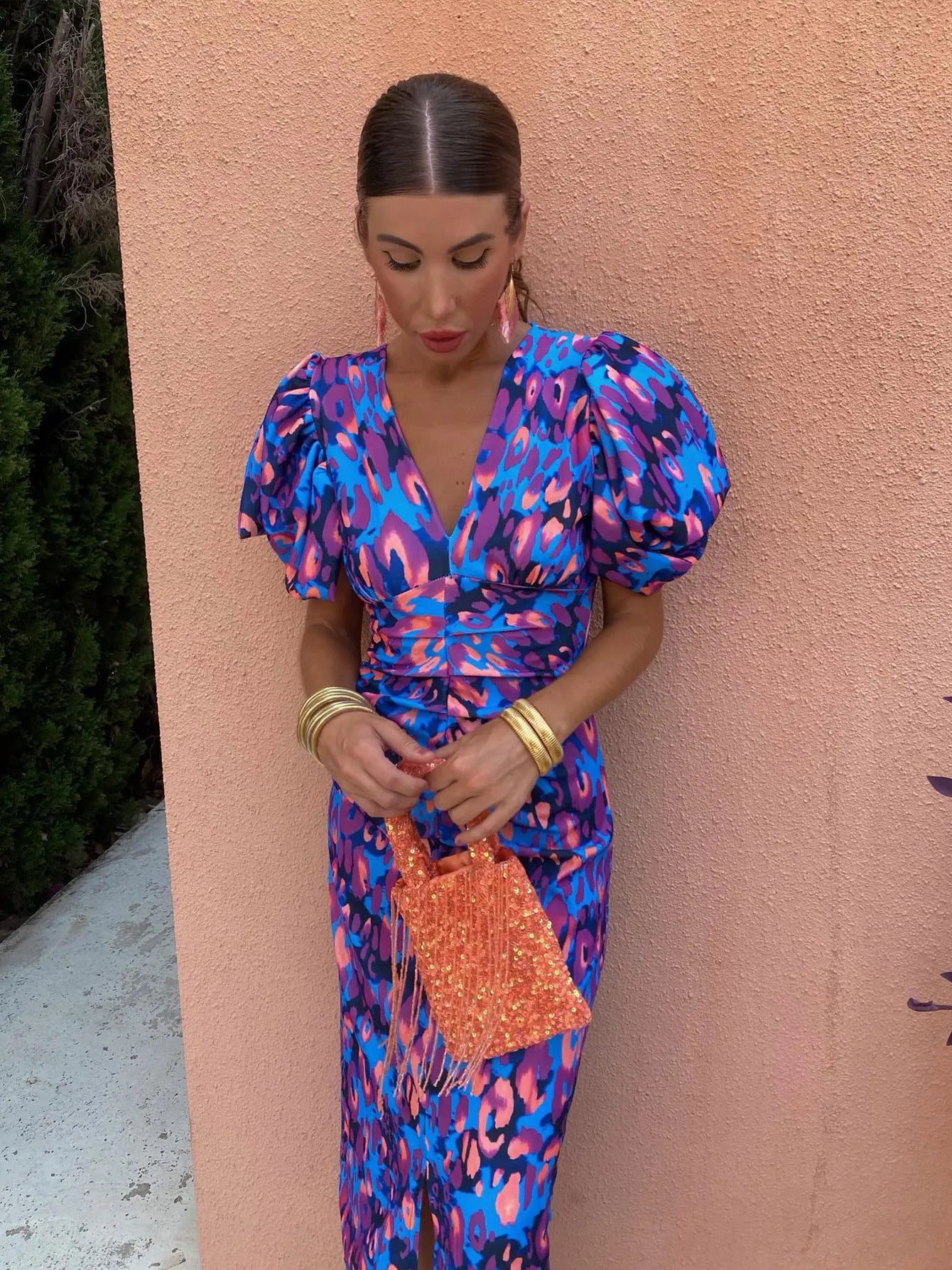 Loïs | Midi Dress with Puff Sleeves and Gathered Waist