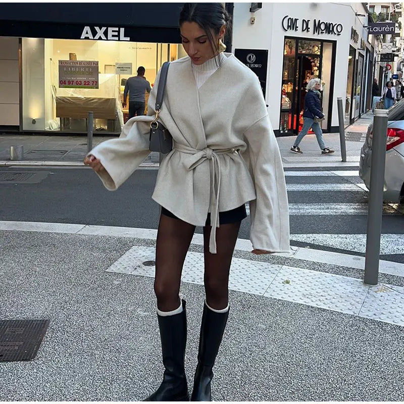 Lois | Jacket with tie belt