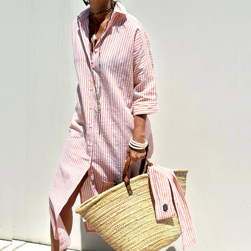 Camille | Striped Button Shirt Dress