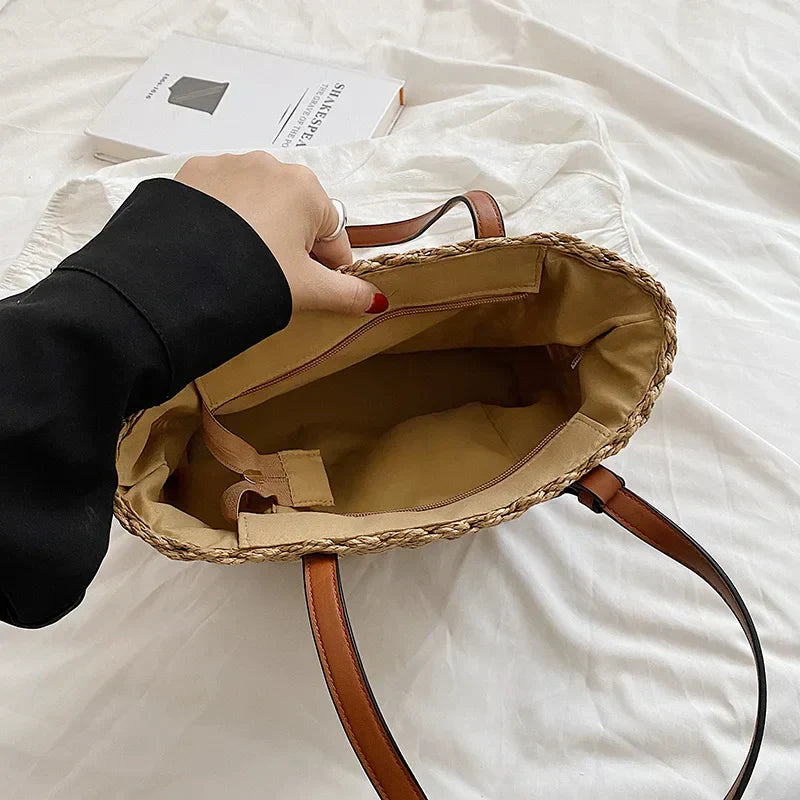 Brigid | Woven Straw Beach Bag