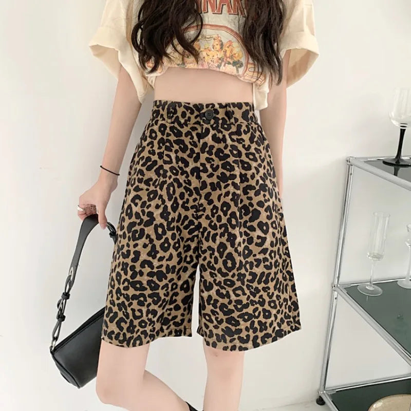 Jaleah | Leopard Print High Waist Shorts