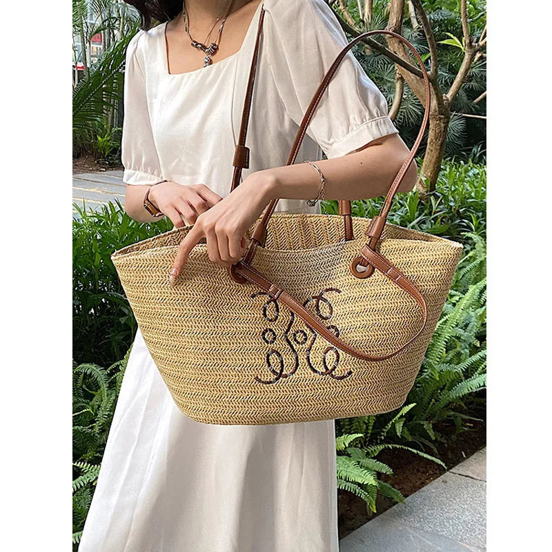 Lakelyn | Boho Beach Bag with Monogram Stitching