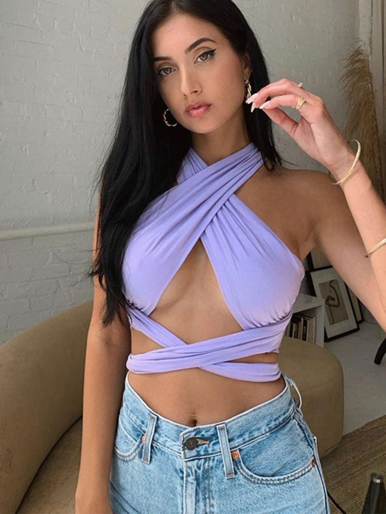 Evie | Crop Top with Criss-cross Halter