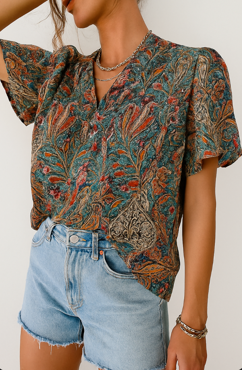 Amalia | Blouse with Intricate Paisley Print