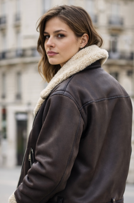 Shea | Aviator Jacket Shearling Lining and Collar