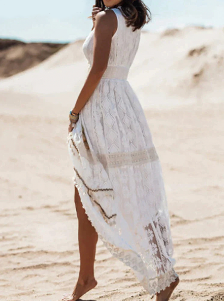 Chana | Maxi Dress with Lace Details and High Slit