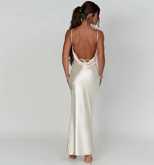 Stella | Satin Maxi Dress with High Slit