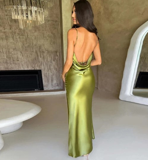Stella | Satin Maxi Dress with High Slit
