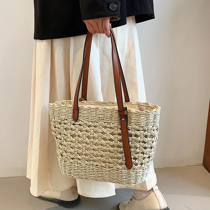 Brigid | Woven Straw Beach Bag