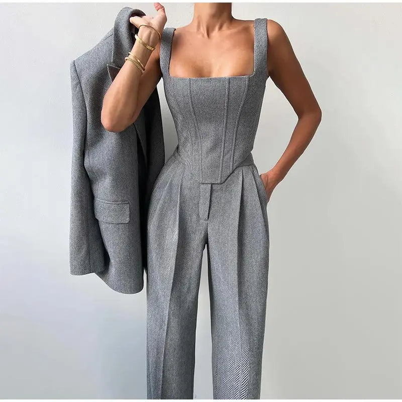 Pat | Suit set with corset top, blazer and trousers