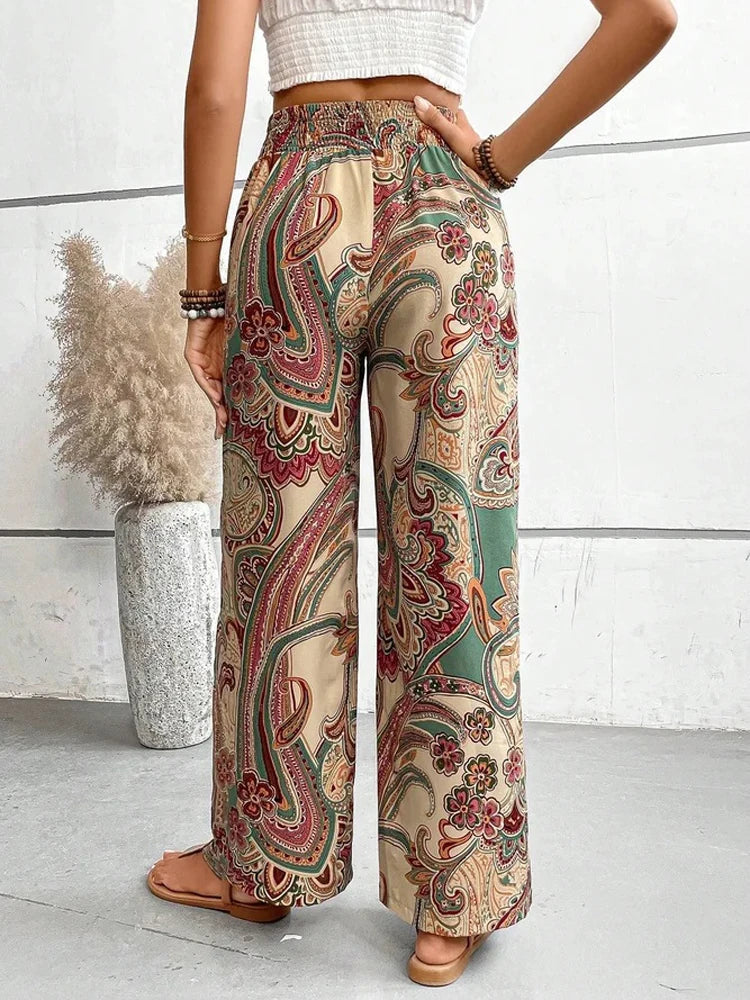Isis | Paisley print trousers with wide legs