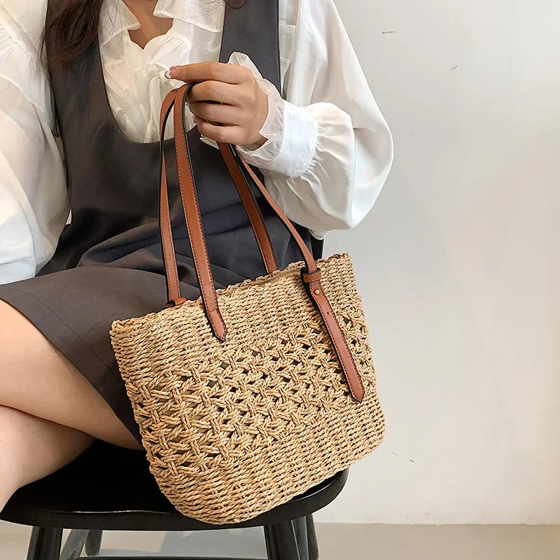 Brigid | Woven Straw Beach Bag