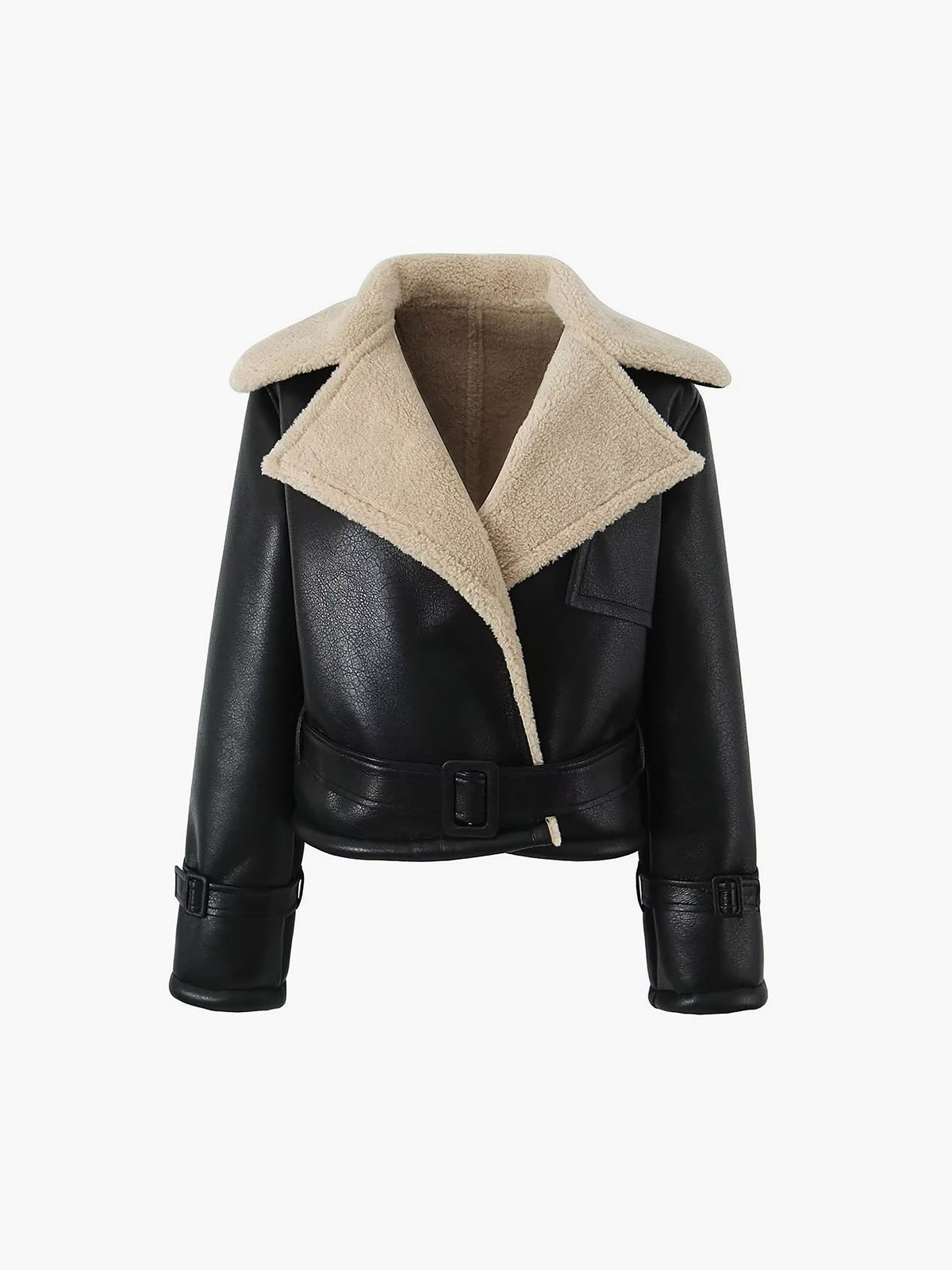 Viviana | Black Bomber Jacket Shearling Lined
