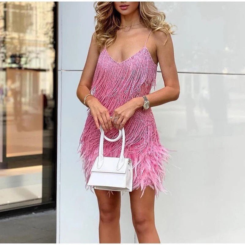 Maddie | Mini Dress Sequins & Feathers