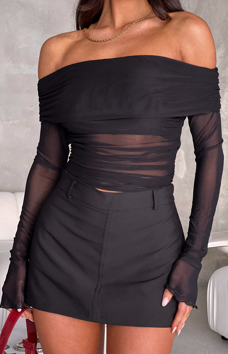 Christin | Top Black Off-Shoulder Mesh