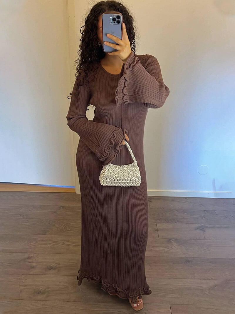 Madelyne | Maxi Dress with Ruffles and Pleats