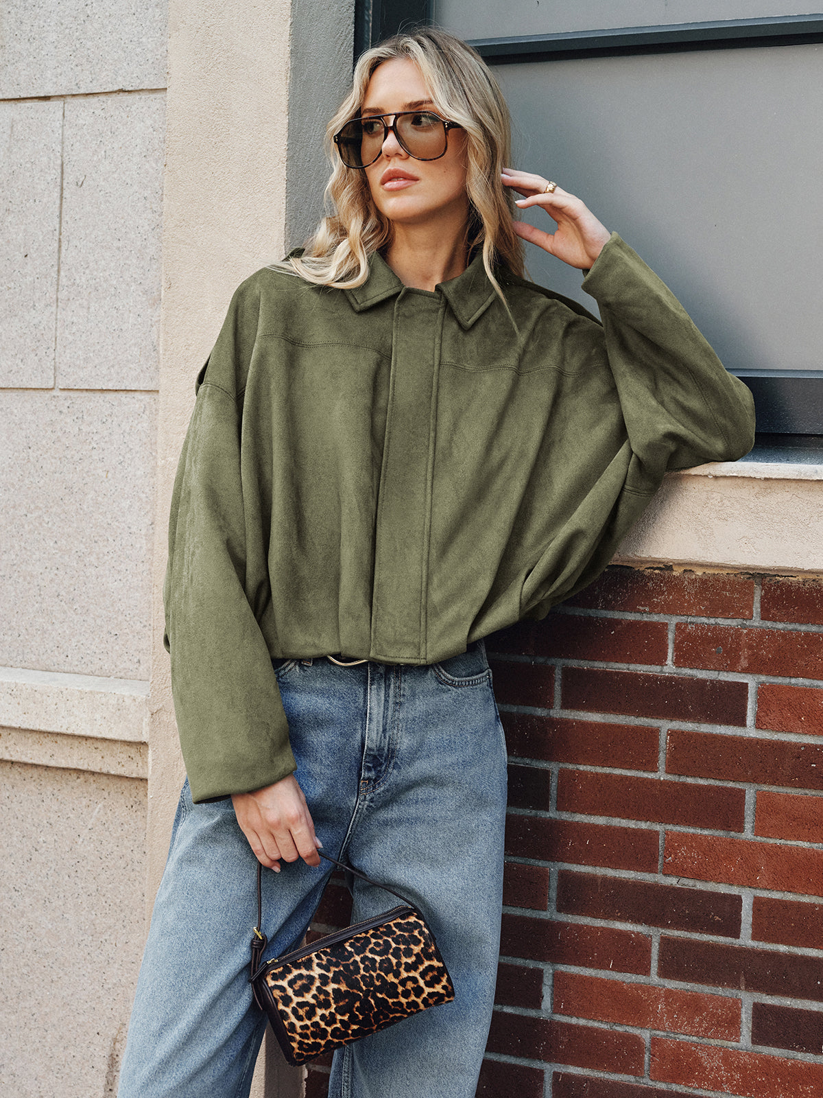 Elodie | Jacket Suede look Green