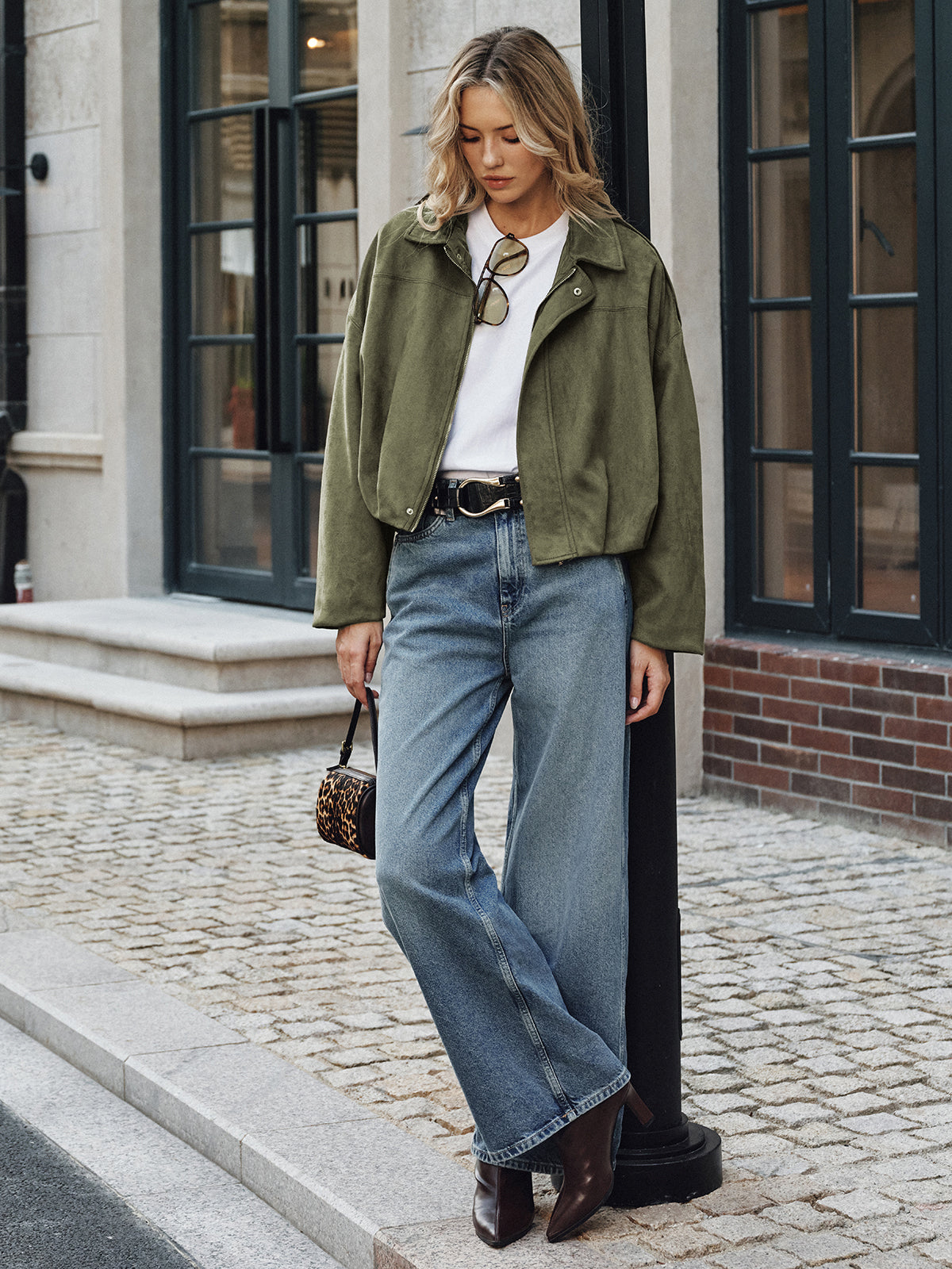 Elodie | Jacket Suede look Green