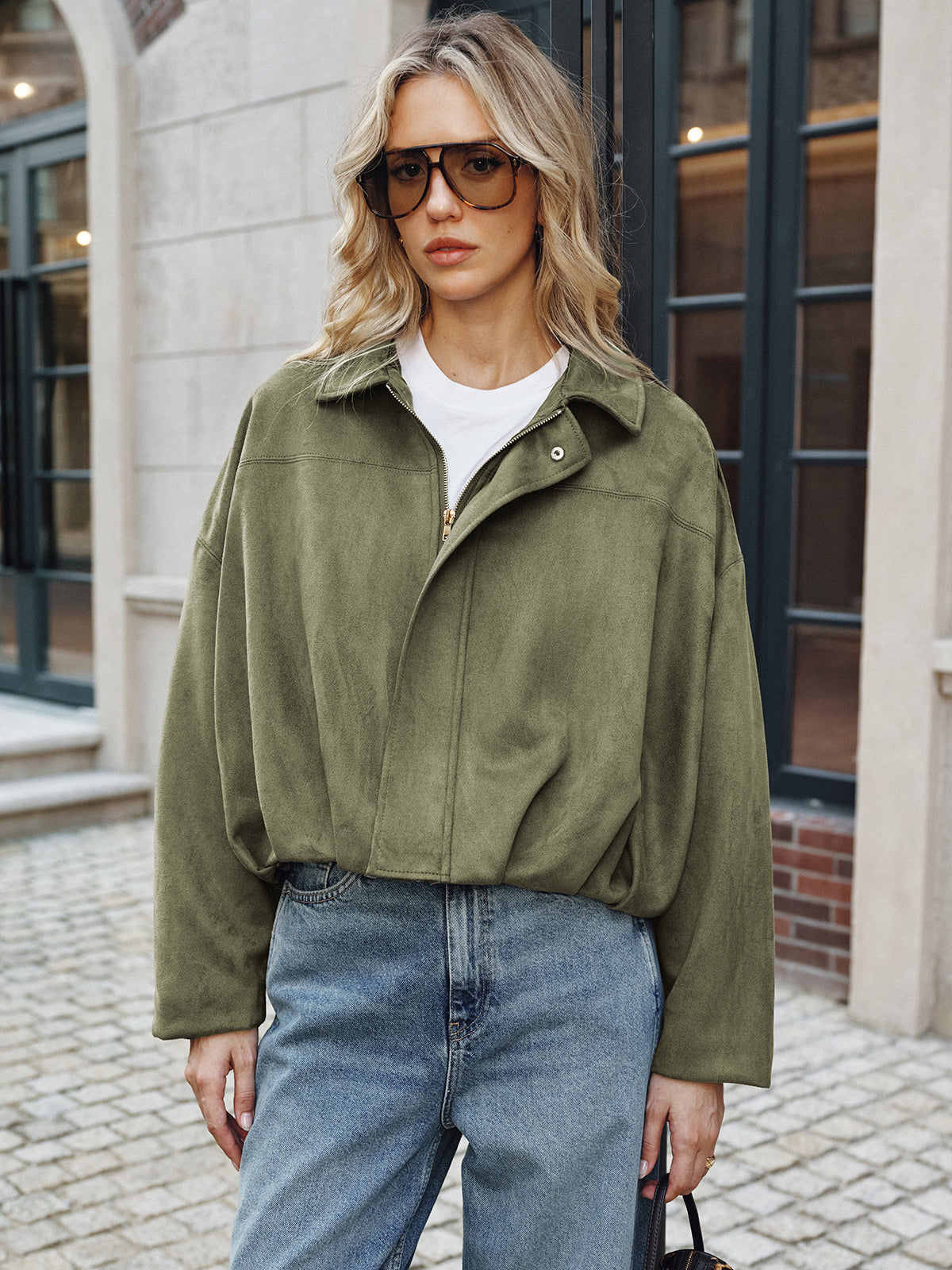 Elodie | Jacket Suede look Green