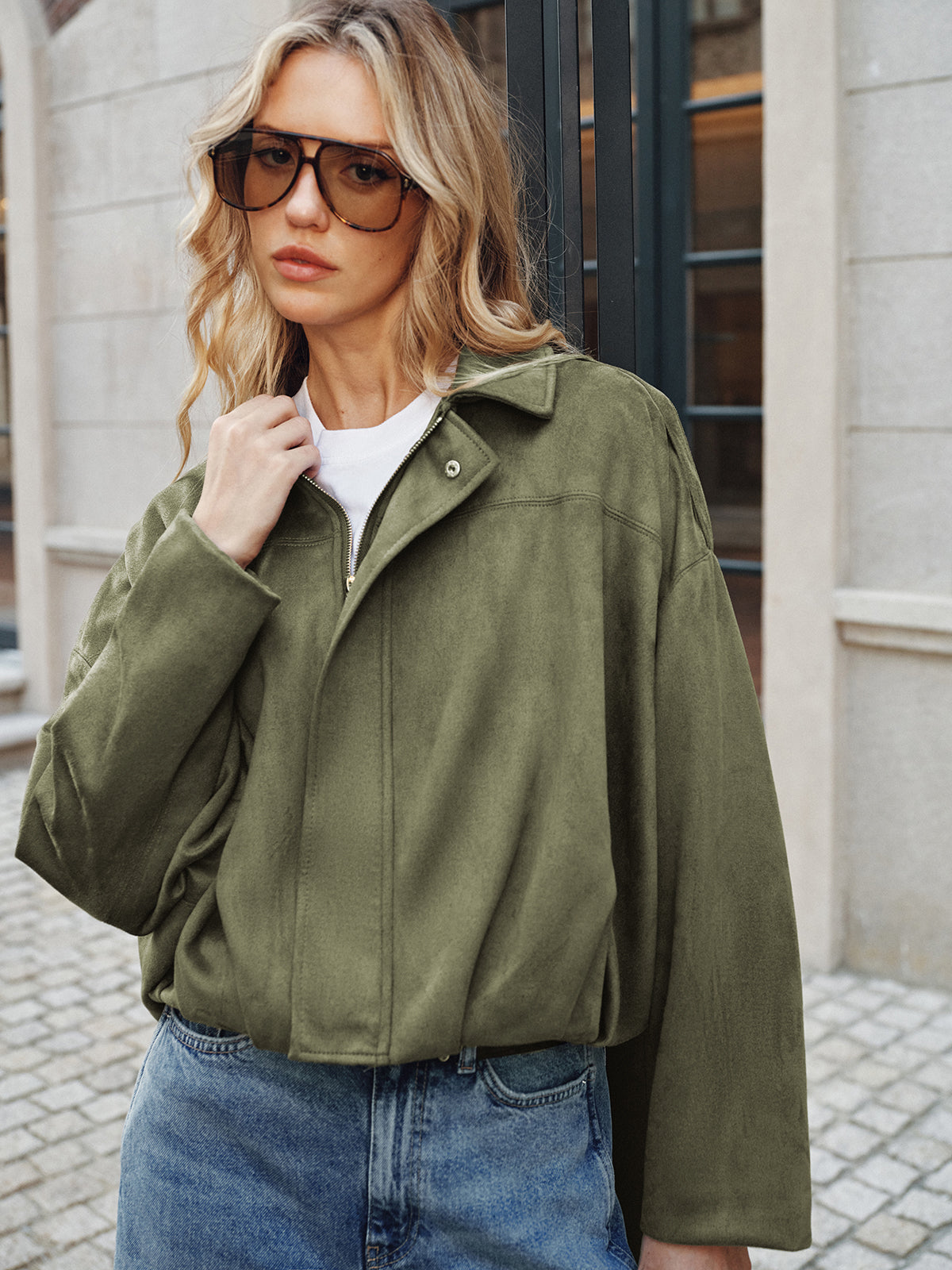 Elodie | Jacket Suede look Green