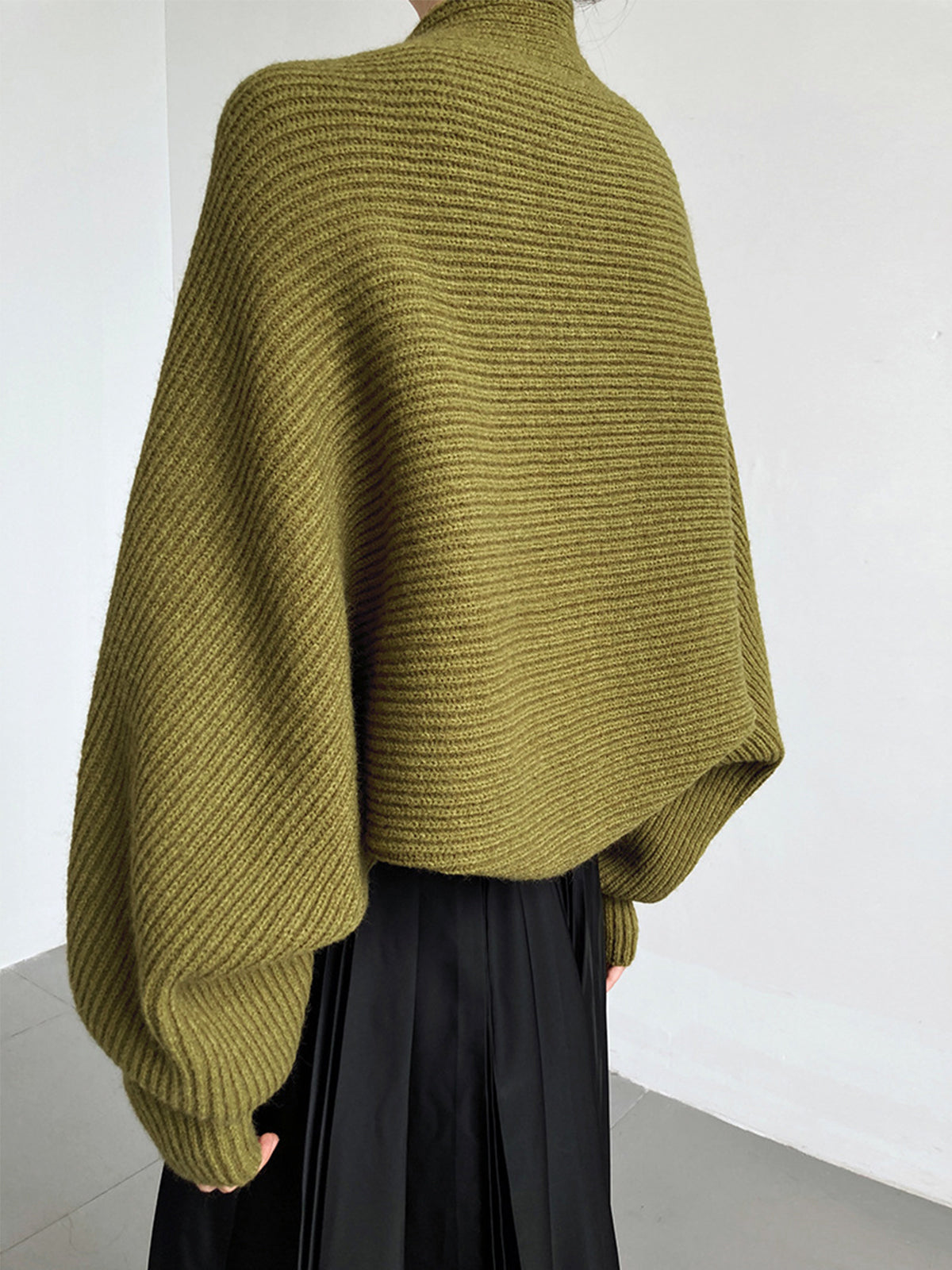 Grayson | Women's Shrug Olive with Balloon Sleeves