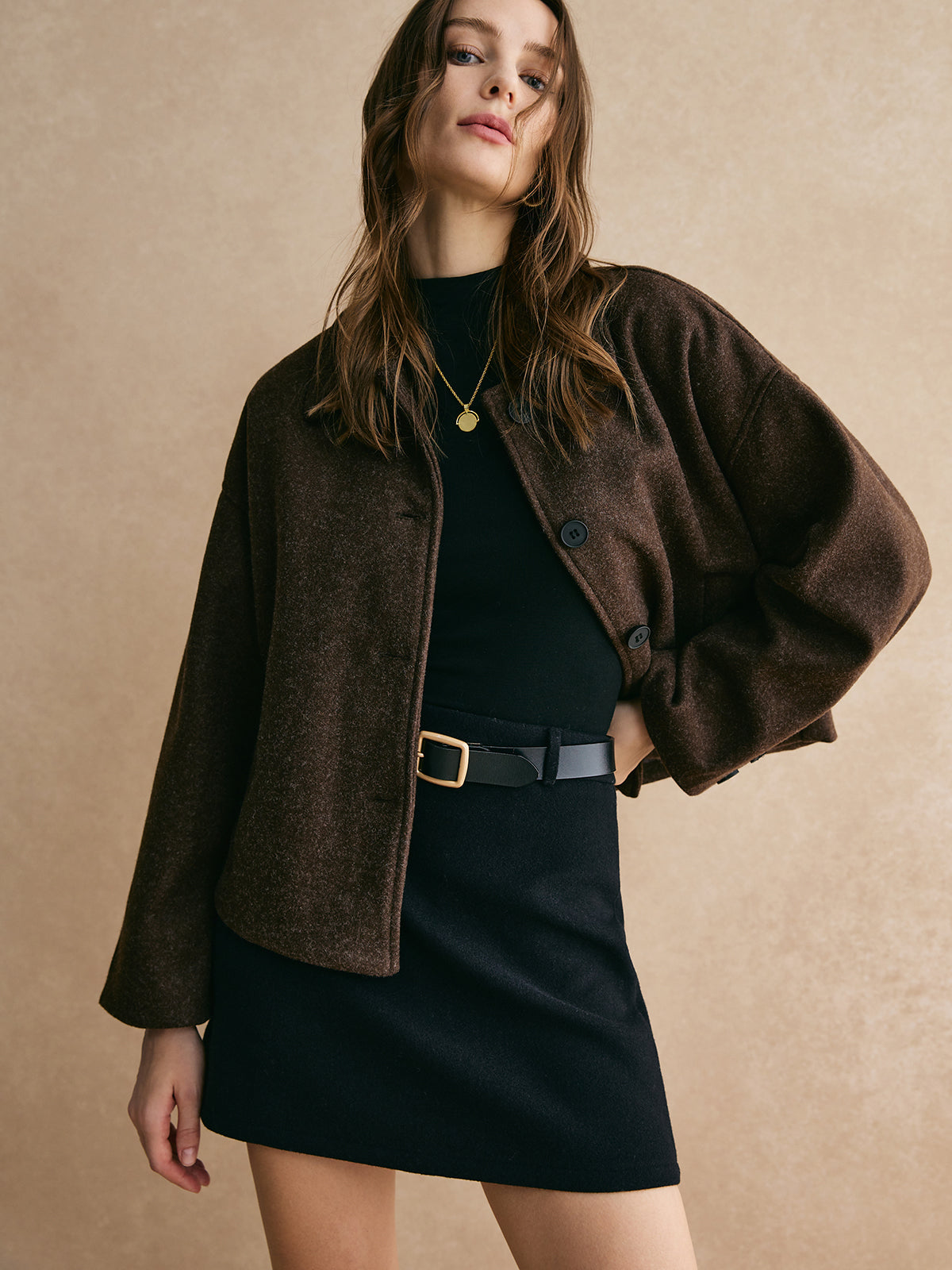 Marli | Women's Blazer Dark Brown Boxy Fit
