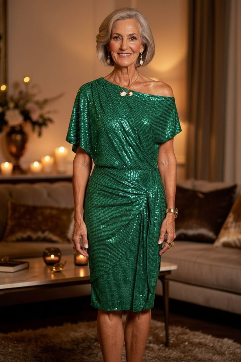 Frieda – Elegant Off-Shoulder Dress with Sequins 