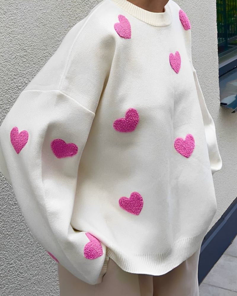 Joely | Women's Sweater with Heart Pattern