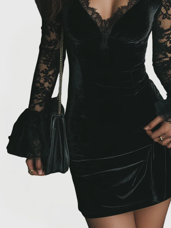 Vera | Lace Long Sleeve Mini Dress