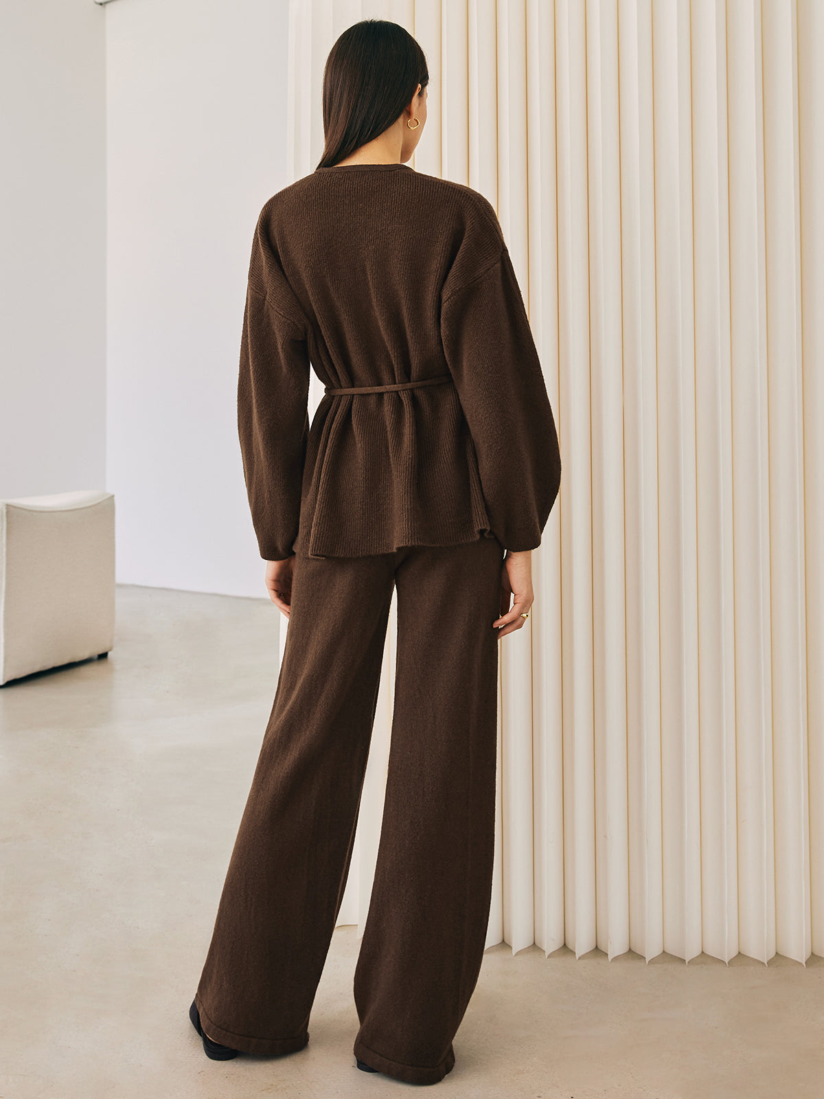 Regan | Knitted Set Dark Brown with Wrap Top