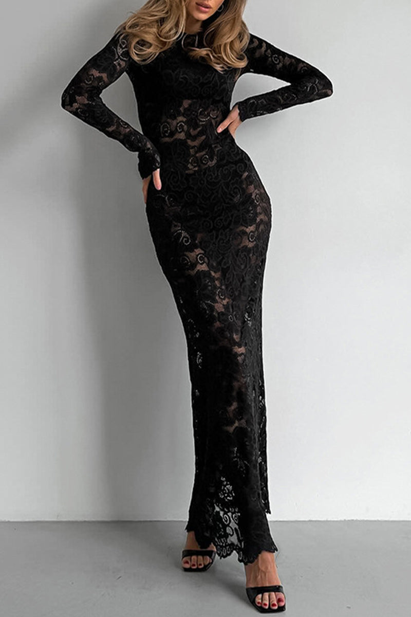 Melor | Maxi Dress Intricate Lace Overlay