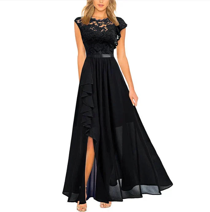 Miro | Maxi Dress Lace Bodice Ruffle Split