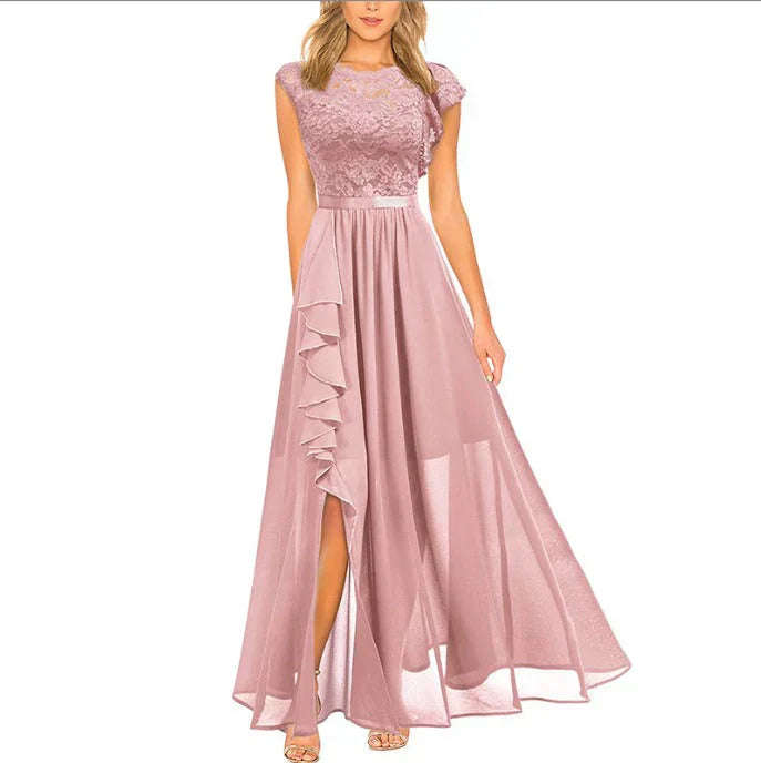 Miro | Maxi Dress Lace Bodice Ruffle Split