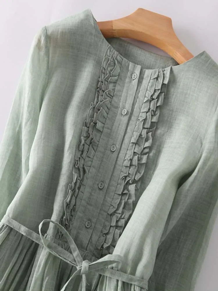 Henry | Linen Look Midi Dress Green