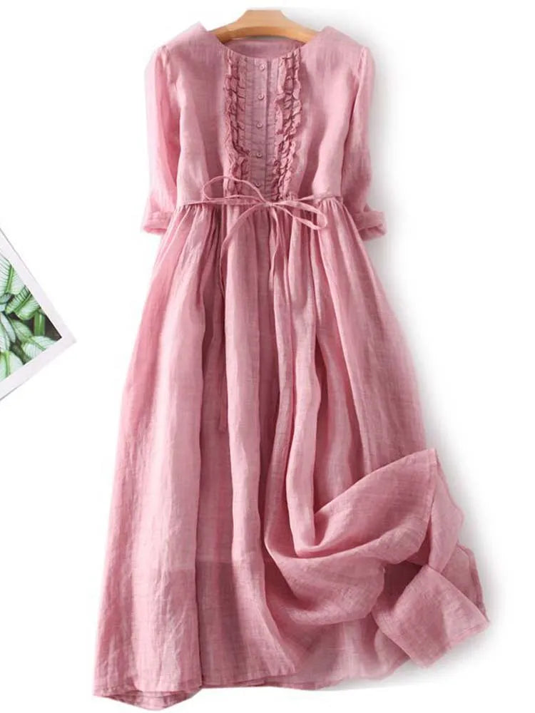 Henry | Linen Look Midi Dress Green