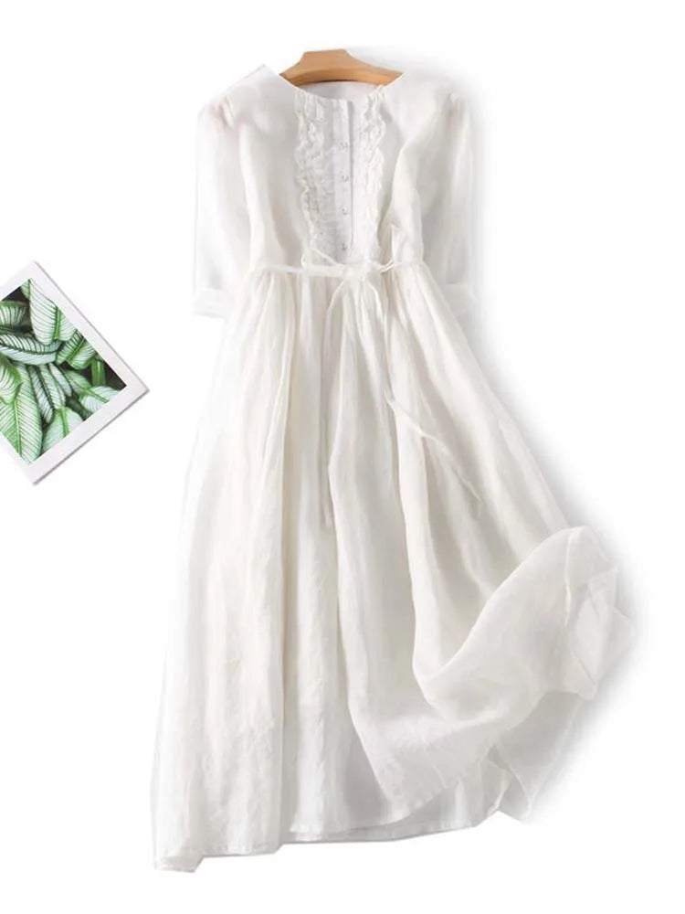 Henry | Linen Look Midi Dress Green