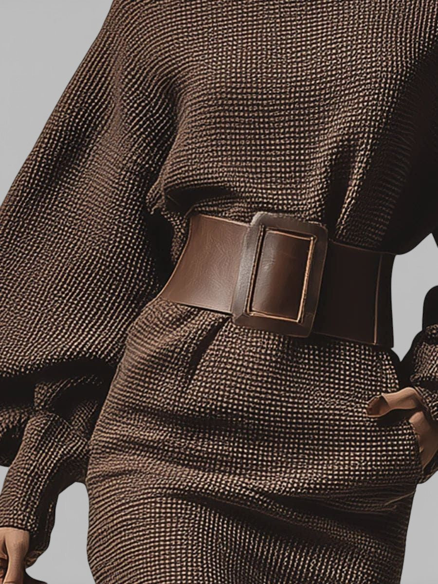CLEA | Short Knit Dress with Structured Belt
