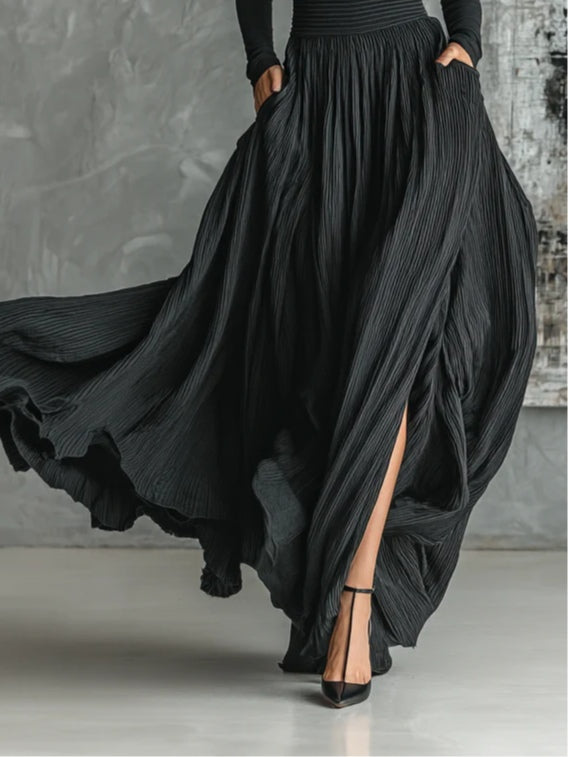 Francine | Fashion Skinny Turtleneck T-shirt Pleated Skirt Set