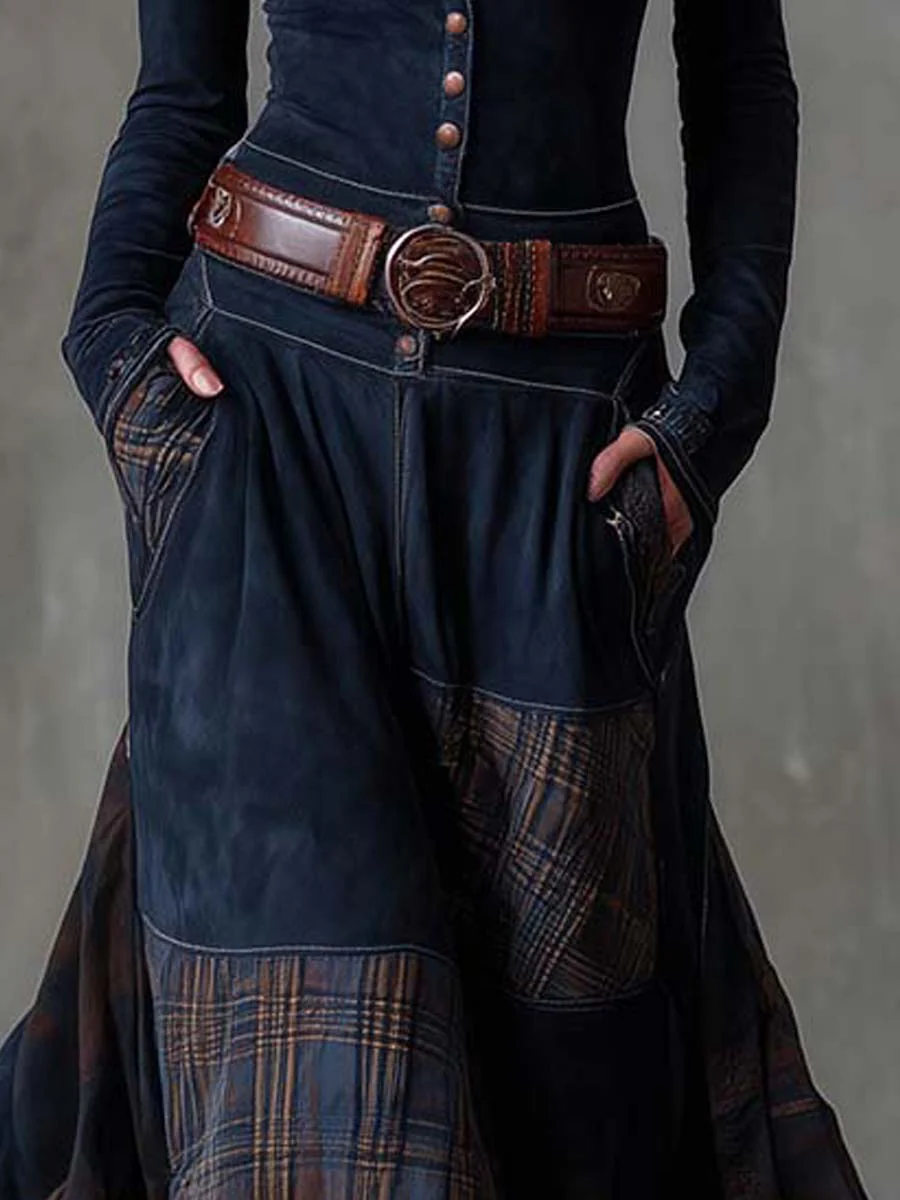Annalize | Buttoned Plaid Maxi Dress