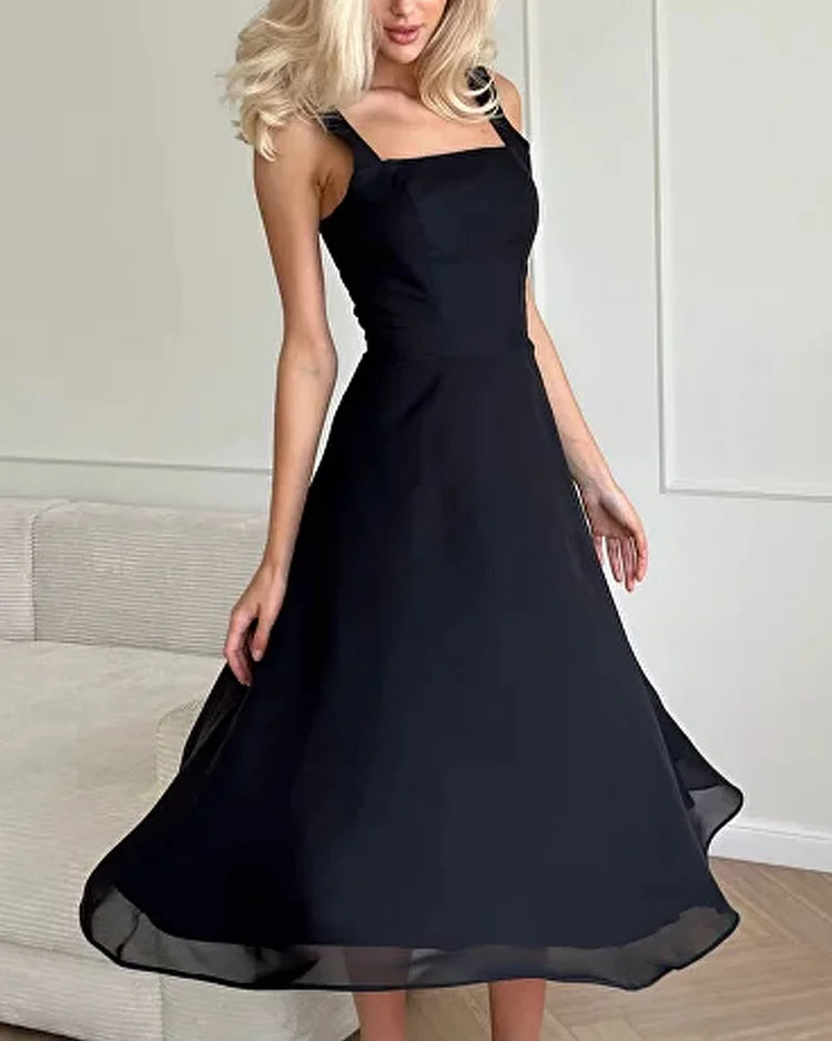 Rosemary | Midi Dress with Transparent Ruffle Hem