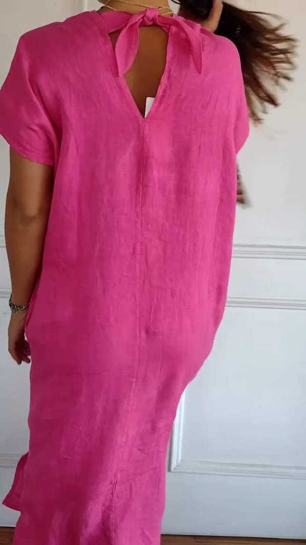 Morgan | Relaxed V-Neck Pocket Dress 