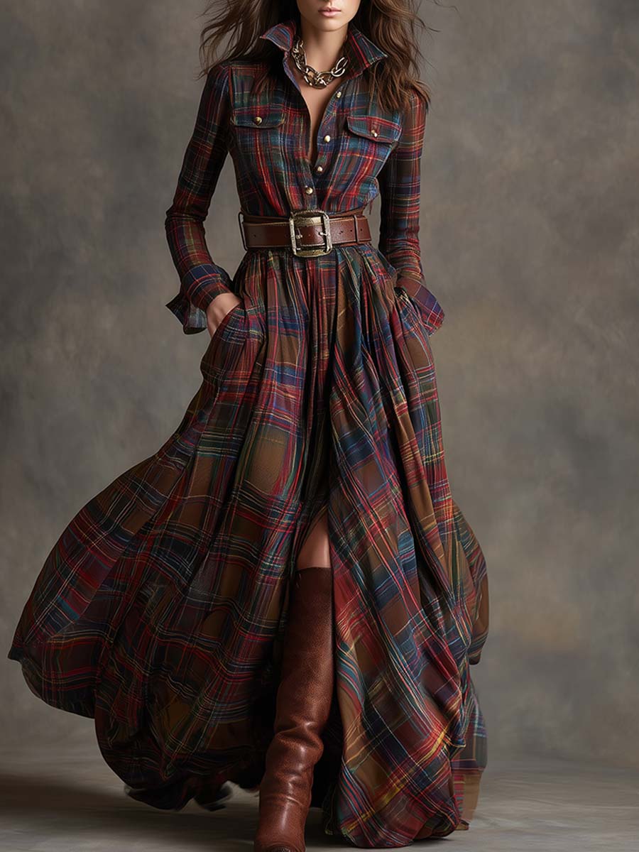 Kellee | Maxi Dress Green Check Pattern