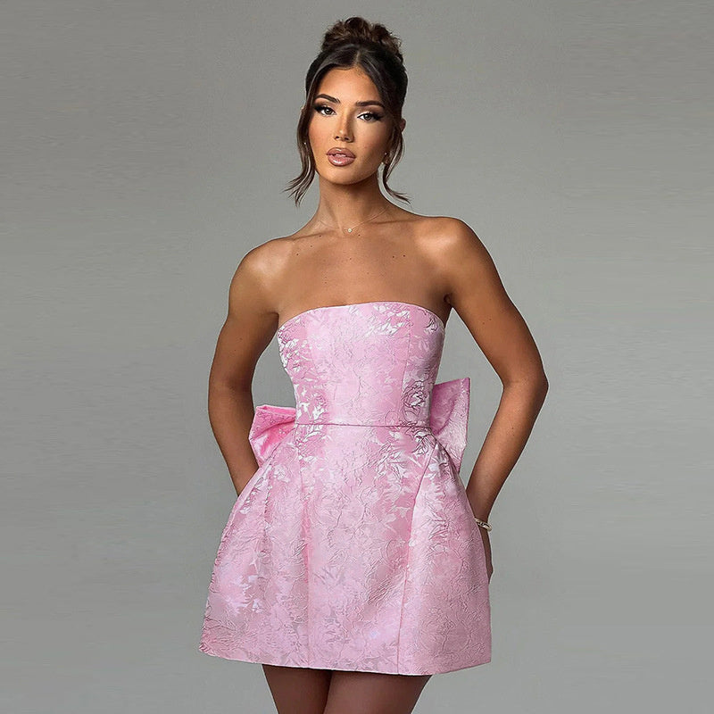 Portia | Strapless Dress with Bow Detail