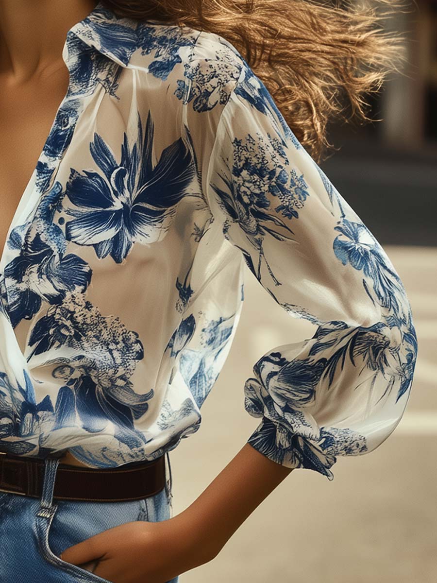 Lailani | Blouse with Transparent Floral Print