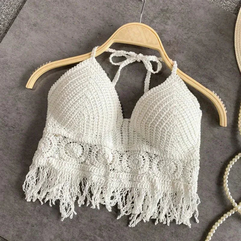 Zahra | Halter Top Crocheted with Fringes